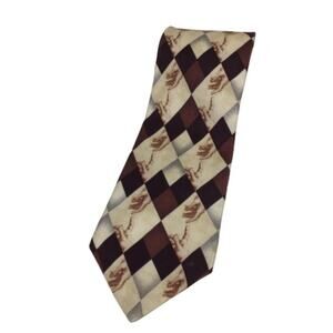 Vintage RM Style Cream Brown Michaelangelo Creation of Adam Tie